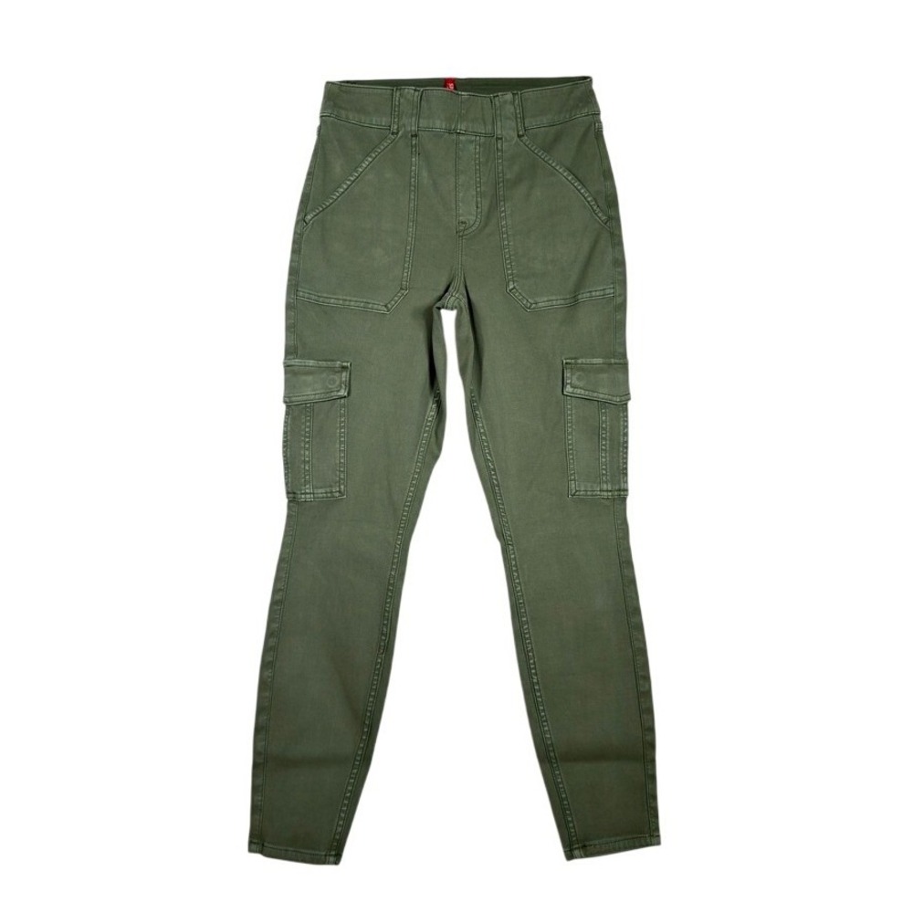 SPANX Petite Cargo‎ Pants Olive Green Stretch Slim Utility Womens M